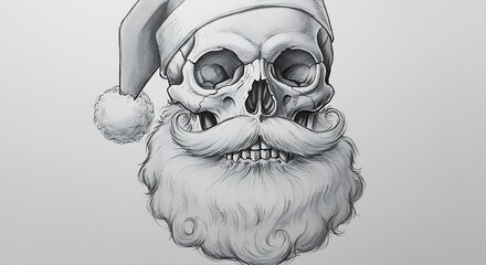 Charcoal Santa Skull: A Dark Holiday Sketch