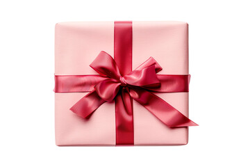 Obraz premium Pink Gift Box with Red Ribbon Bow Holiday Present Surprise