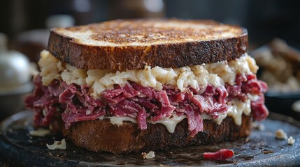 A Reuben sandwich on a plate