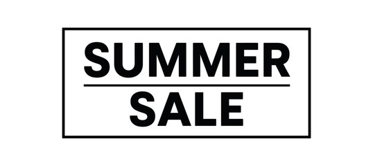 Fototapeta premium Minimal vector rectangular banner design text SUMMER SALE bold font clean horizontal dividing line isolated on white