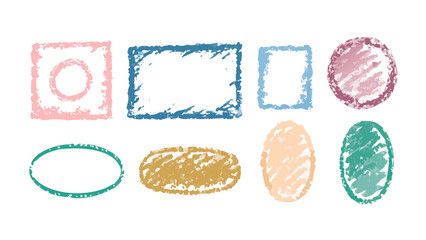 Crayon textured shapes in pastel colors pink