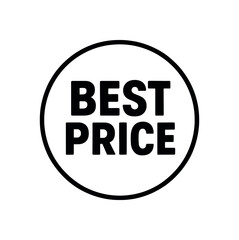 Fototapeta premium Minimal vector round stamp design text BEST PRICE bold font circular logo black outline isolated on white