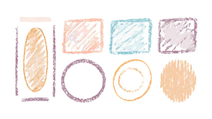 Pastel crayon textured shapes and borders vector