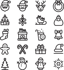 Collection of christmas icons santa claus snowman reindeer sleigh gifts and more transparent background