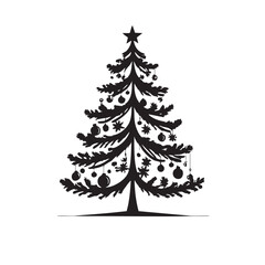 Obraz premium Christmas Tree Silhouette Black Vector Design