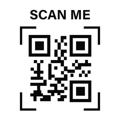 QR code scan icon. Scan me frame. QR code scan for smart phone. QR code for mobile app, payment and identification. Vector illustration