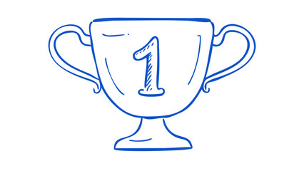 Blue trophy with number one award first place