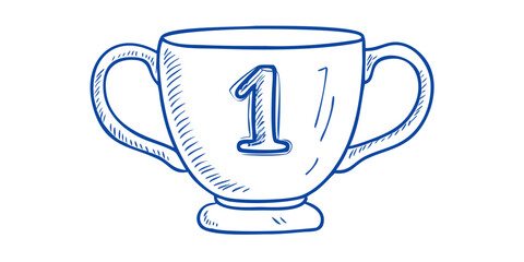 Blue trophy with number one award winner