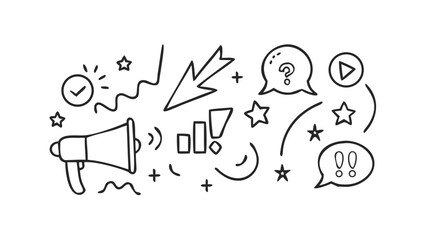 Communication and Information Icons doodle illustration