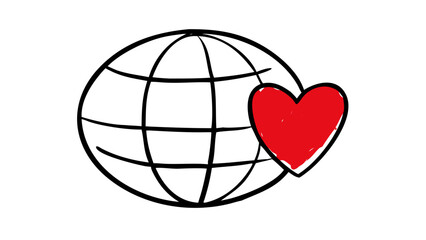 Red heart doodle with rough edges love hand drawn