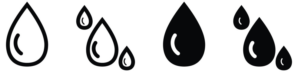 Water drop icon set. simple water droplet symbol. editable strokes. vector illustration.