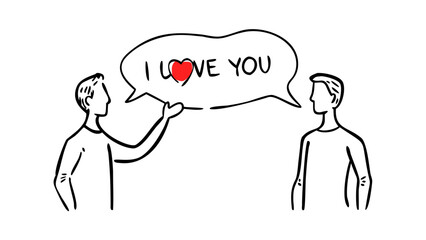 Red Heart with Hand Drawn Love Word doodle