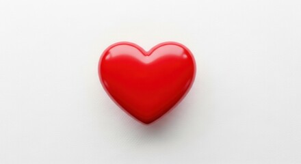 Obraz premium Single Vibrant Red Heart Object on a Clean White Surface Presentation