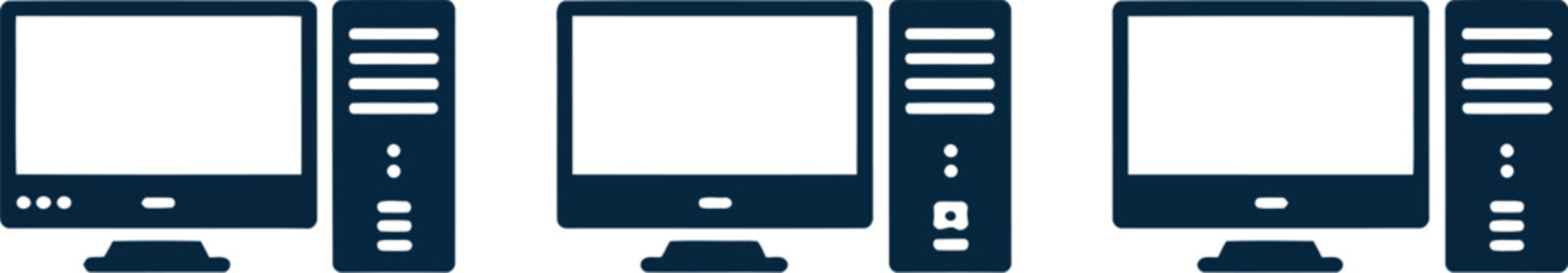 Computer desktop pc vector icon set for graphic design needs