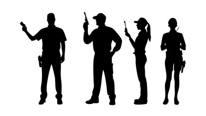 Elegant Black Silhouette of a Woman in a Flowing Dress vector