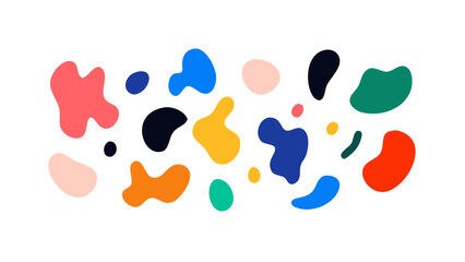 Colorful organic shapes scattered across a white background abstract blobs