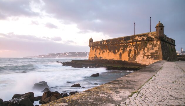 Coastal fortress at sunset
