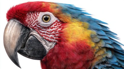 Colorful Parrot Head Closeup Bright Vibrant Feathers Natural Light