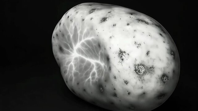 Rotating potato on black background