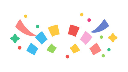 Colorful abstract shapes and confetti on white background celebration