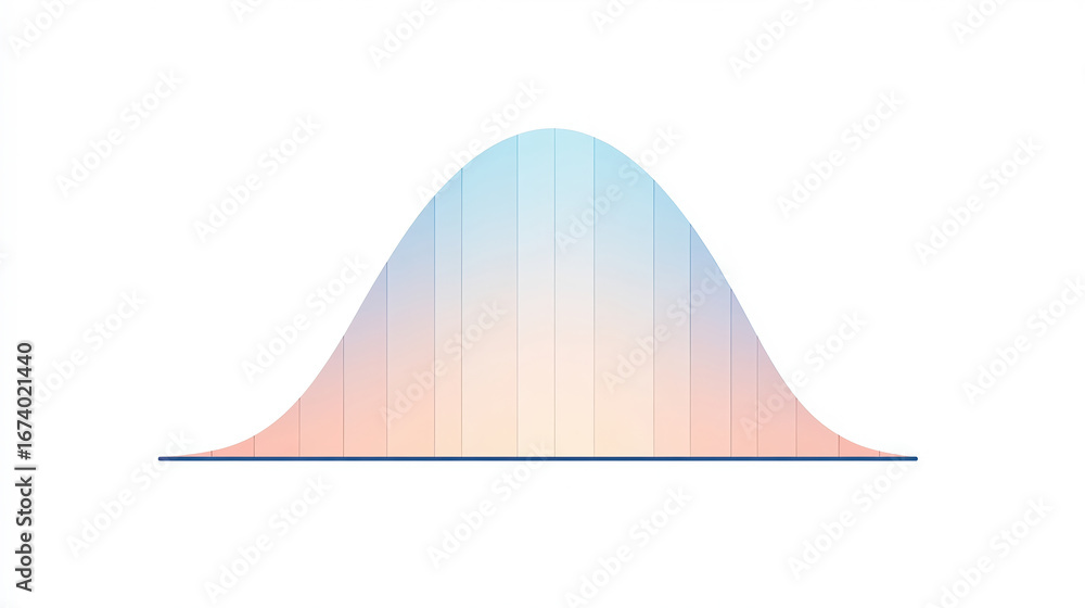 Poster a gradient-filled curve representing a bell-shaped distribution, showcasing a transition from blue t