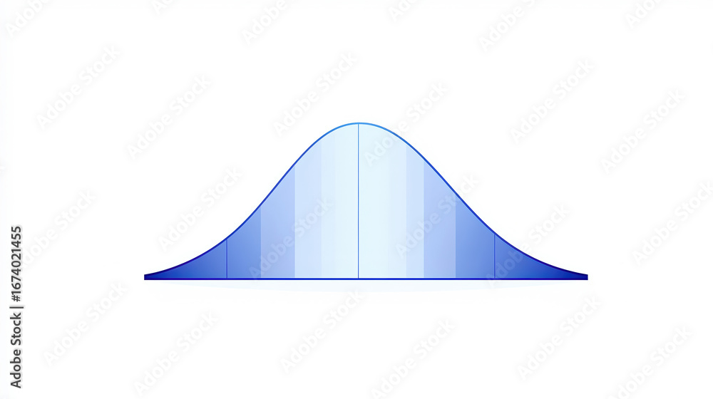 Poster a blue bell curve representing a normal distribution, illustrating statistical concepts