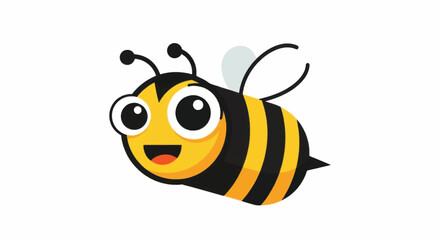 Cartoon Bee Illustration with Big Eyes and Smiling Face.