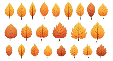 Obraz premium Collection of autumn harvest elements including a pumpkin, scarecrow, corn, acorns, leaves, mushroom, and sunflower, isolated on white background