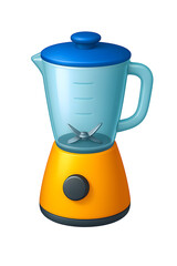 Obraz premium Glossy 3D emoji style blender icon with smooth gradient shading, bold simple colors, soft highlight lighting, and transparent background, isolated blender symbol for apps, UI, and marketing design 