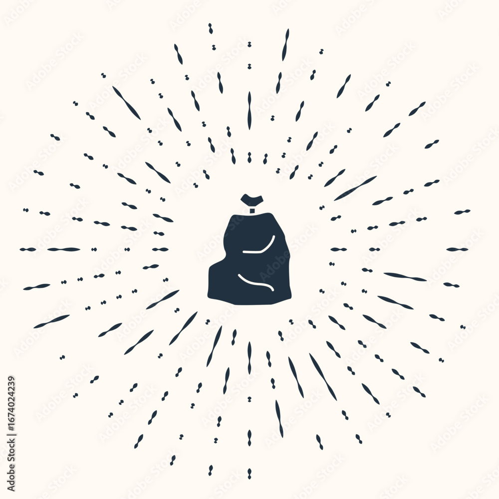Poster grey garbage bag icon isolated on beige background. abstract circle random dots. vector illustration