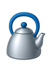 Obraz premium Glossy 3D emoji style kettle icon with smooth gradient shading, bold simple colors, soft highlight lighting, and transparent background, isolated kettle symbol for apps, UI, and marketing design 