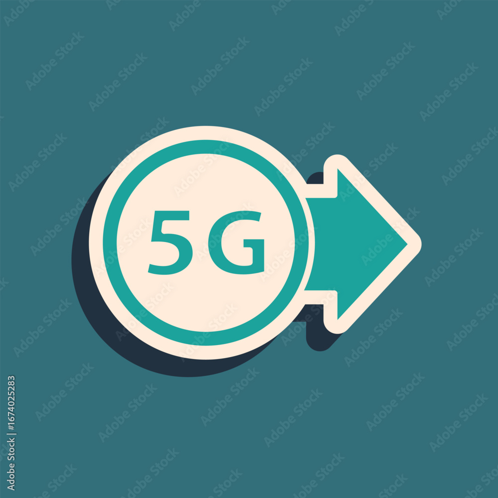 Poster green 5g new wireless internet wifi connection icon isolated on green background. global network hig
