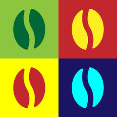 Pop art Coffee beans icon isolated on color background. Vector