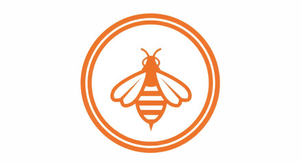 Stylized Orange Bee Icon in a Circle.