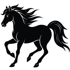 Black silhouette of a galloping horse with flowing mane and tail 2