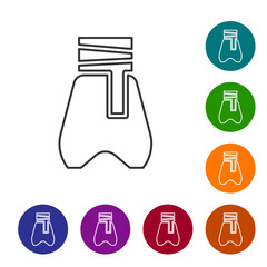 Black line Cossack pants with a belt icon isolated on white background. Cossack bloomers. Set icons in color circle buttons. Vector