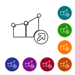 Black line Financial growth icon isolated on white background. Increasing revenue. Set icons in color circle buttons. Vector