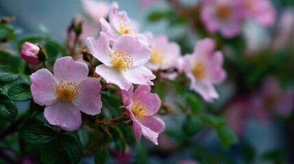 Fototapeta premium High-quality photo of beautiful fresh musk rose. Rosa moschata flowers in early summer.
