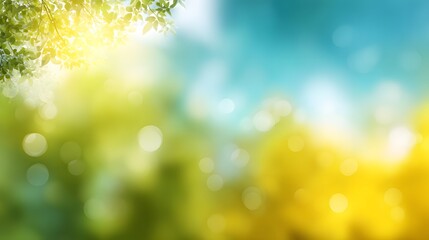 Green leaves with bright sunlight and bokeh background, natural eco-friendly summer backdrop for freshness and environment themes