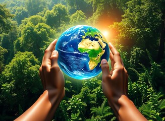 an image of a person holding a blue earth in their hands, there is a person holding a blue earth in their hands