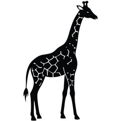 Obraz premium Black silhouette of a giraffe with white geometric pattern 1