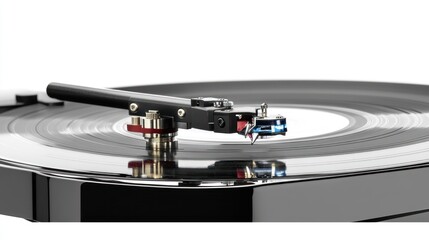 Close-up of a turntable with a needle positioned over a record