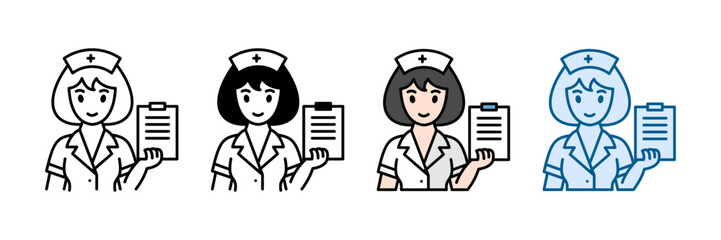 Nurse Holding Icon Set Multiple Style Collection