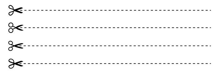 Scissors icon. Scissors cutting line