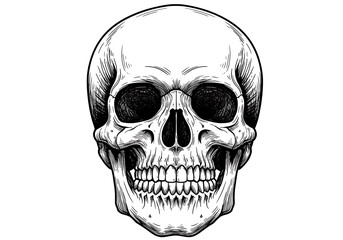 Intricate Ink Skull: A Detailed Drawing