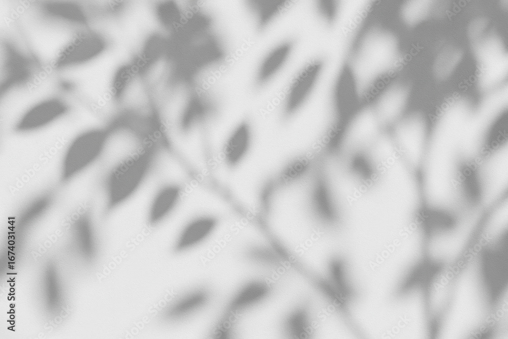 Aufkleber natural shadow and abstract leaf pattern blend with light on white wall surface creating calm ambien