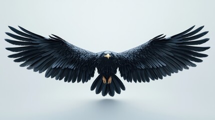 Fototapeta premium Powerful eagle in flight, studio shot, 3D render, showcasing strength