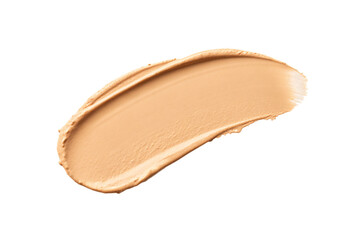 Fototapeta premium Smooth beige foundation swatch with creamy texture and natural finish, isolated on a transparent background