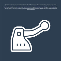 Blue line Bicycle brake icon isolated on blue background. Vector