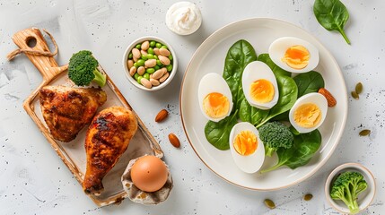 Let&rsquo;s Diet Healthy Food Concept, Fresh Fruits, Vegetables, Eggs, and Clean Eating Lifestyle